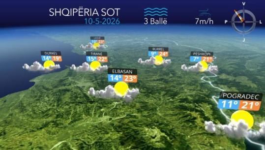 Parashikimi i moti për ditën e sotme, 10 maj 2026 (VIDEO)
