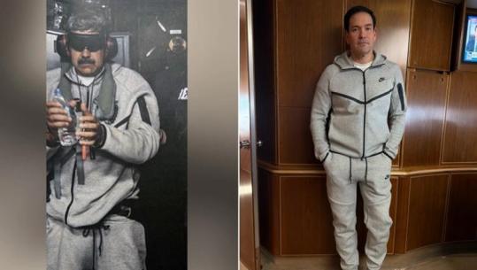 Marco Rubio në Kinë me Trump, pozon në bordin e ‘Air Force One’ i veshur me kostumin ‘Nike’ të Nicolas Maduro