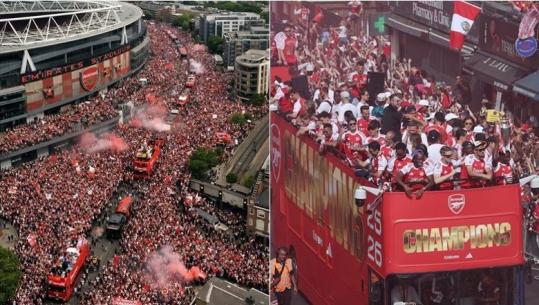 VIDEO/ Arsenali feston titullin kampion në Premier League, 1 milion tifozë 'pushtojnë' rrugët e Londrës