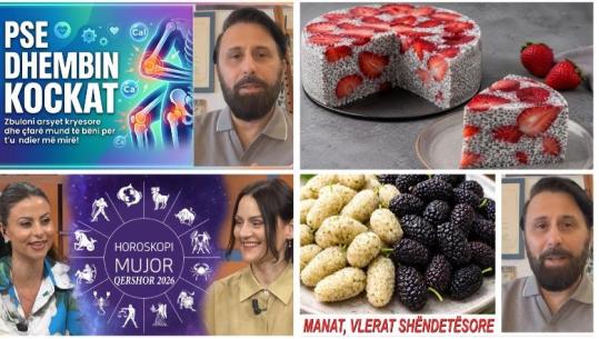 Emisioni i plotë ‘Rreze Dielli’, 3 Qershor 2026 – Receta /Horoskopi Qershor/  Dhimbjet e gjurit dhe kockave/ Manat, frutat e vogla plot vlera