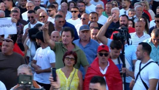 Momenti kur Sali Lushaj me të birin udhëheqin marshimin drejt kryeministrisë me dy gishtat lart