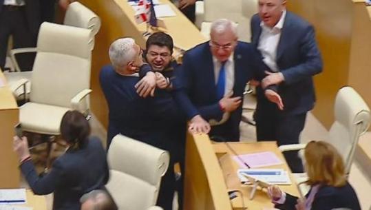 Kuvendi i Gjeorgjisë në kaos, deputetët e mazhorancës dhe opozitës përleshen me grushta