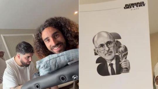 Premtoi se do bënte tatuazh fytyrën e trajnerit nëse fitonte Botërorin me Spanjën, Marc Cucurella përjetëson në trup Luis de la Fuenten
