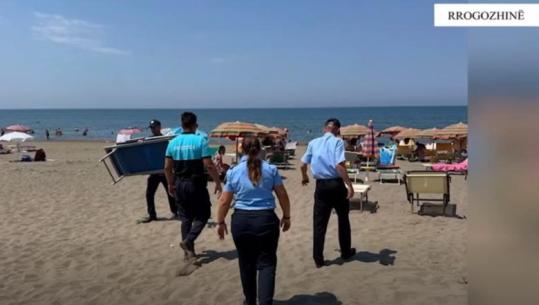 Policia ndërhyn në plazhin e Spillesë, hiqen 101 çadra dhe 202 shezlongë të vendosur pa leje, procedohen 2 persona