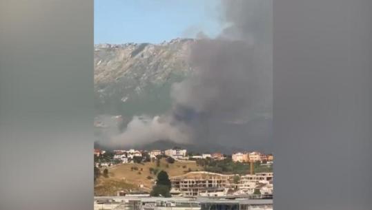 Tiranë/ Zjarr i përmasave të mëdha në Daias, tymi mbulon gjithë zonën! Forcat zjarrfikëse dhe një helikopter në terren për shuarjen e flakëve