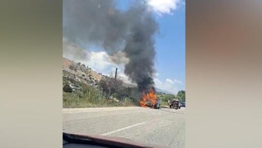 VIDEOLAJM/ Merr flakë në ecje makina në aksin Gjirokastër-Kakavijë