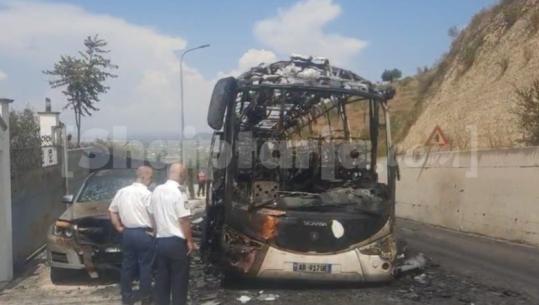Po ngjitej drejt kalasë së Beratit, përfundon në flakë autobusi me turistë! Nuk ka të lënduar (VIDEO)