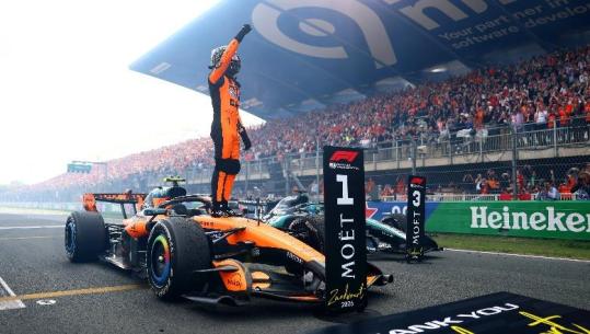 Formula 1/ Norris triumfon në Holandë, Antonelli dhe Russell në podium, Verstappen jashtë gare pas dy xhirosh