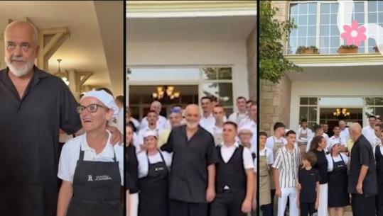 Takimi me deputetët dhe drejtuesit politikë në periferi të Tiranës, Rama pozon me stafin e restorantit: Me katnarët e mi n’dur t’sigurta!