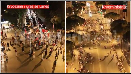 Tubimi në Tiranë/ Protesta ndahet në dy grupime, thellohet përçarja mes të pranishmëve! Bllokohet qarkullimi i mjeteve në kryqëzimin e urës së Lanës (VIDEO)