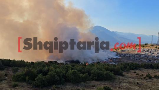 Dibër/ Përfshihet nga flakët vend-depozitimi i mbetjeve në afërsi të aksit Bulqizë–Martanesh, tymi mbulon gjithë zonën