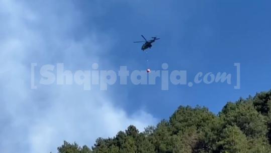 Elbasan/ Zjarri në malin e Bukanikut vijon prej disa ditësh, era dhe terreni i vështirë favorizojnë përhapjen e flakëve! Ndërhyhet me helikopter nga ajri (VIDEO)
