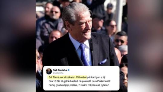 Protesta për ‘Territorialen’, Berisha: Rama ekzekuton sot 15 karrige! Bashkë përtej bindjeve politike