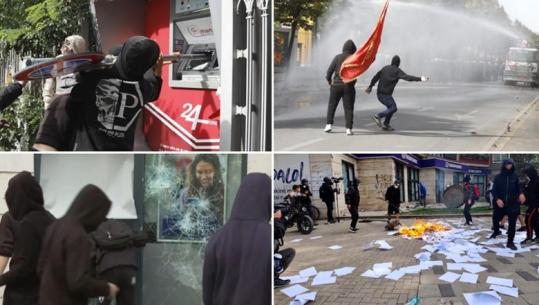 LIVE TV- Protesta/ Fishekzjarrë drejt Bashkisë së Tiranës! Gurë Kuvendit, 3 ministrive dhe efektivëve! Tentohet sulm ndaj selisë së PS, protestuesit shkatërrojnë banka e biznese