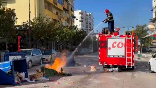 Protesta në Elbasan, digjen kosha mbeturinash në rrugë