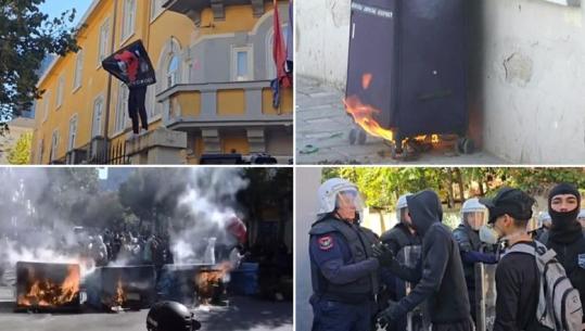 LIVE TV- Protestuesit mblidhen te Ministria e Arsimit, ‘bllokadë’ në rrugë, vënë kangjella e zjarr koshave