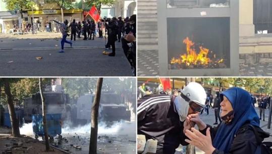 LIVE TV- Protestuesit sulm molotovë dhe gurë efektivëve te Ministria e Arsimit, policia hedh ujë e gaz lotsjellës! Digjet kabina e rojës te Ambasada e Vatikanit 