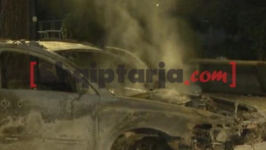 U dogj nga molotovët e protestuesve, pamjet e makinës të shkrumbuar me targa franceze