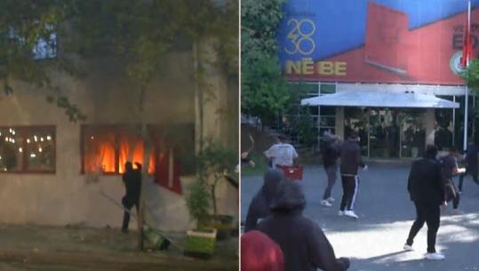 LIVE TV- Tirana sërish në kaos! Sulmohet selia e PS-së, thyhet dera kryesore! I vihet zjarri komisariatit nr.3, protestuesit 'breshëri' molotovësh drejt efektivëve