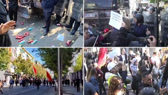 Protesta/ Pas 7 ditëve kaos, sot asnjë incident serioz deri tani! Protestuesit mblidhen te Ministria e Arsimit, hedhin molto e shishe uji drejt efektivëve