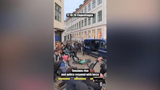 Protestat e dhunshme/ Njerëz të shtrirë në tokë dhe goditje me shkopinj gome, si e përdor forcën policia në Danimarkë për shpërndarjen e demonstruesve! Qentë ‘në krye’ të aksionit