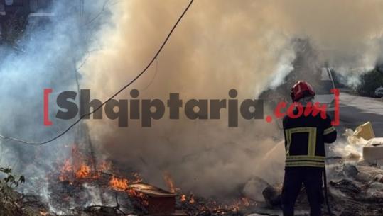 Sarandë/ Zjarri përfshin grumbujt e mbeturinave jashtë kontenierëve, tymi i dendur alarmon banorët! Ndërhyjnë forcat zjarrfikëse