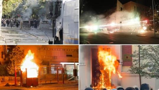 LIVE TV - Protestat e dhunshme/ Zjarr Ministrisë së Infrastrukturës e të Mjedisit, molotovë Bashkisë e BSH! Breshëri fishekzjarresh policisë! Këlliçi, Nallbati dhe Stresi u prijnë protestuesve pranë PD