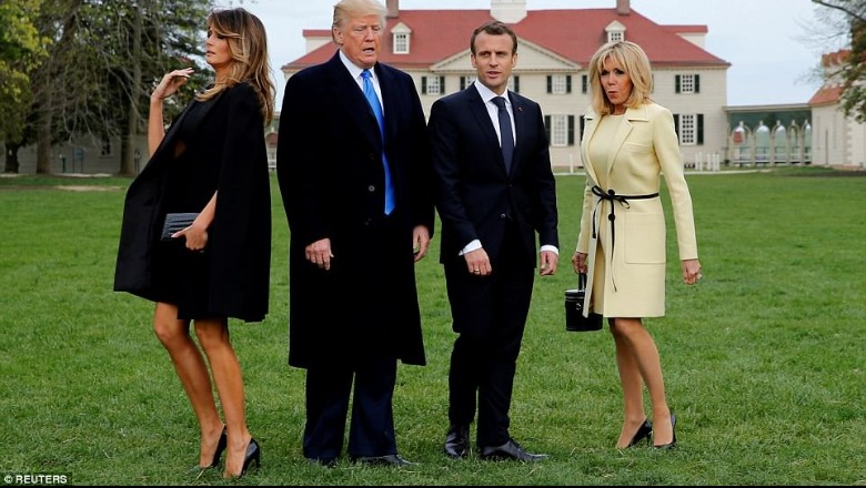 Stili francez përballë atij amerikan, çiftet Macron dhe Trump super-shik në takim