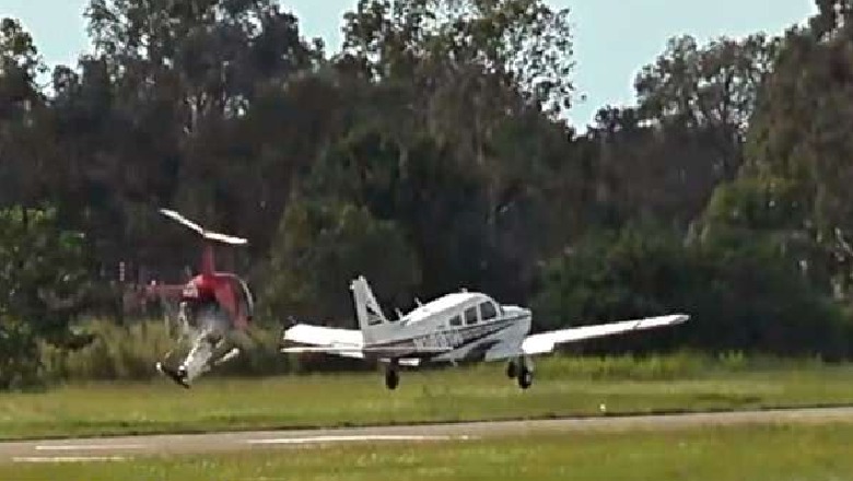 Përplasja e tmerrshme e  aeroplanit me helikopterin/ VIDEO