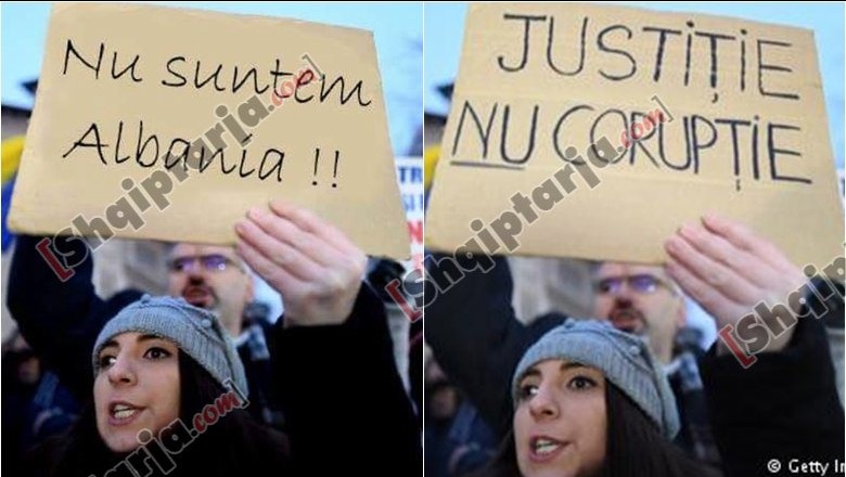 “Ne nuk jemi Shqipëria”, e vërteta e pankartës në protestën e Bukureshtit dhe photoshopi i opozitës (FOTO)