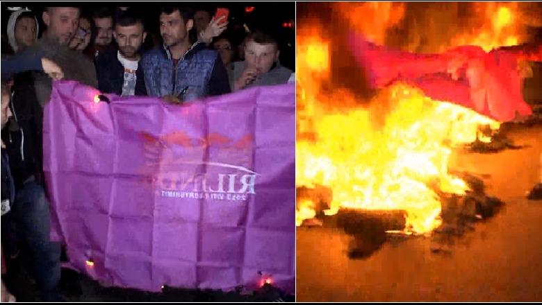 Tensionohet situata në protestën e 'Unazës së Re', banorët djegin flamurin e 'Rilindjes' (Video)