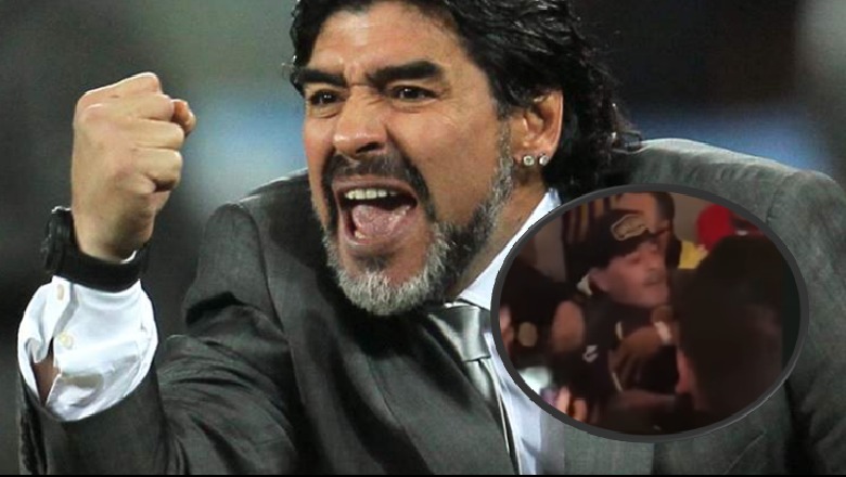 Maradona del nga binarët, shfaqet në gjendje të dehur dhe godet me grushte gazetarin (Video)