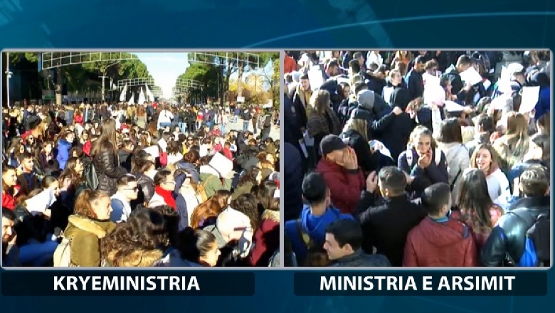 Studentët të ndarë edhe sot, protestë te Ministria e Arsimit dhe Kryeministria (VIDEO)