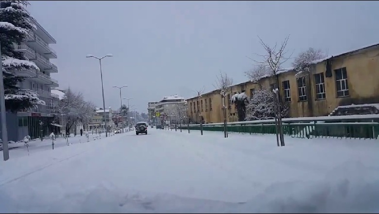 Reshjet e dëborës në Qarkun e Gjirokastrës/ Rifillon mësimi për fshatrat e Tepelenës, rrugët rurale mbeten të bllokuara 