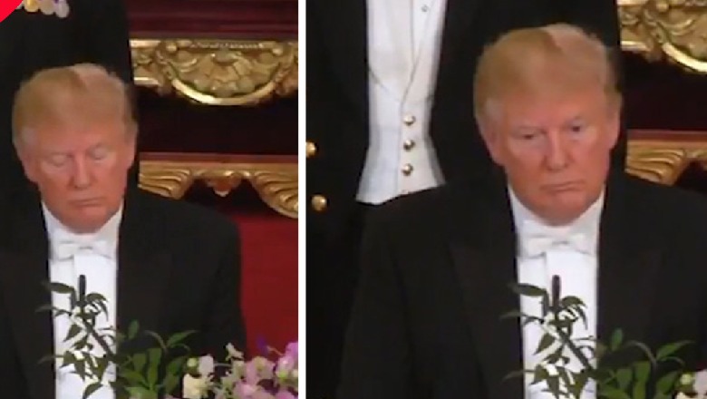 Trump 'lë nam' në Britani, e zë gjumi teksa Mbretëresha fliste (VIDEO)