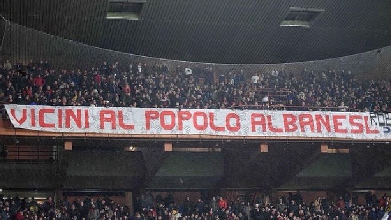 'Pranë popullit shqiptar', banderola solidarizuese nga tifozët italianë në stadium