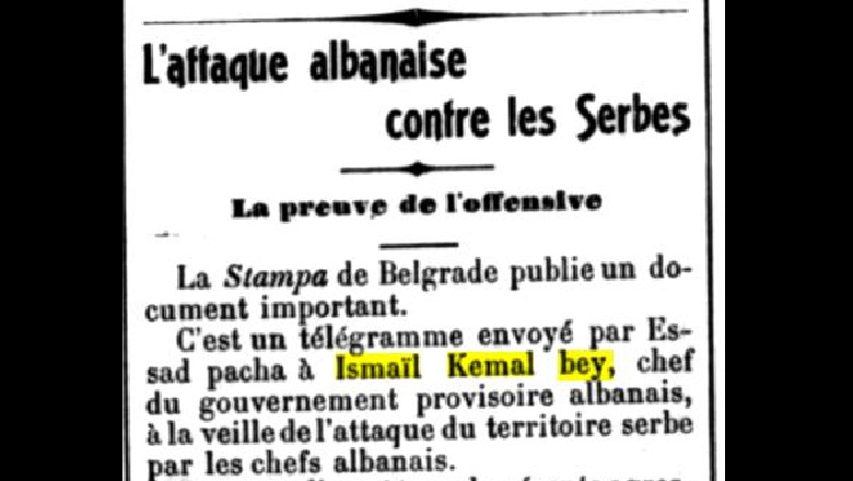 La Gazette de France (1913)/ Telegrami i Esat Pashës drejtuar Ismail Qemalit: Mos e sulmo Serbinë!