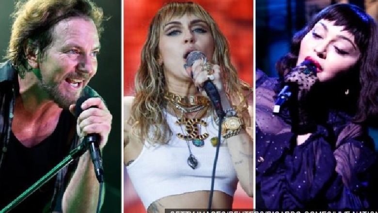Pearl Jam's Eddie Vedder, Miley Cyrus and Madonna