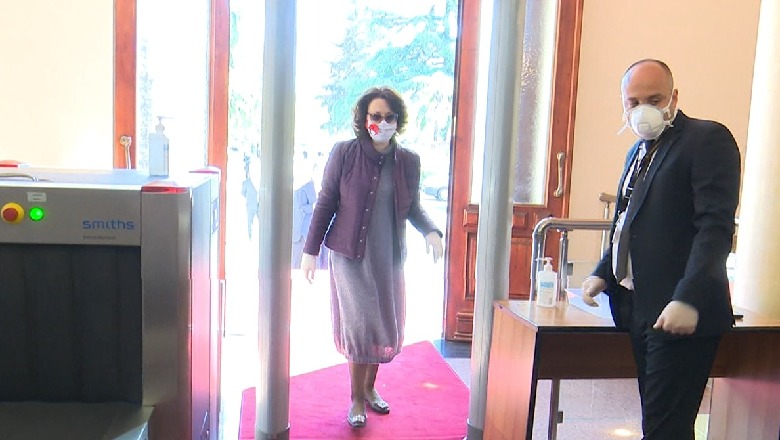Deputetët me maskë në Kuvend, Eglantina Gjermeni shfaqet me maskën më të veçantë