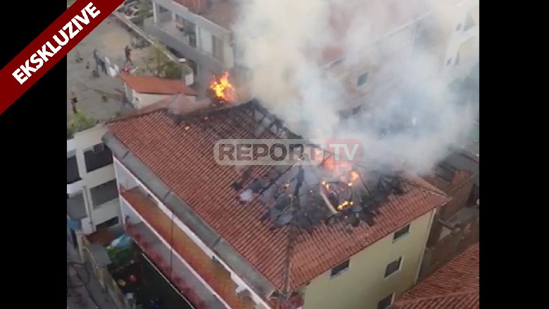 Zjarr në papafingon e vilës 4-katëshe në Tiranë, evakuohen banorët (VIDEO)