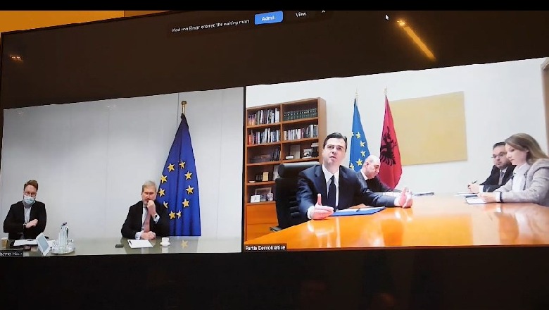 Basha, bisedë online me komisionerin e BE, i kërkon ndihmë për ringritjen e Shqipërisë! Hahn: Mbështesim planin për trajnimin profesional