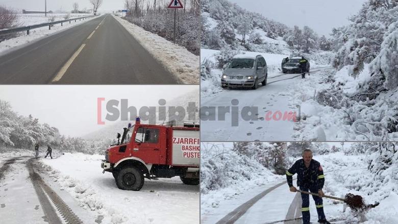 Reshje dëborë në qarkun e Korçës, në disa akse rekomandohet qarkullimi i mjeteve me zinxhirë (FOTO)