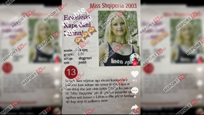 Ekskluzive/ Bënte modeling në zyrën e Gjykatës, gjyqtarja Enkeleda Kapedani në 2003 në Miss Shqipëria! Del fotoja