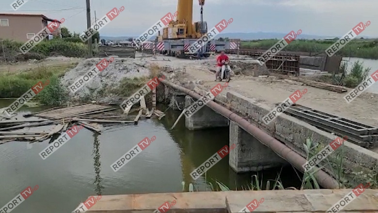 U shemb pas kalimit të kamionit me peshë 50 ton, nis sot rindërtimi i urës provizore në Darëzezë (VIDEO)
