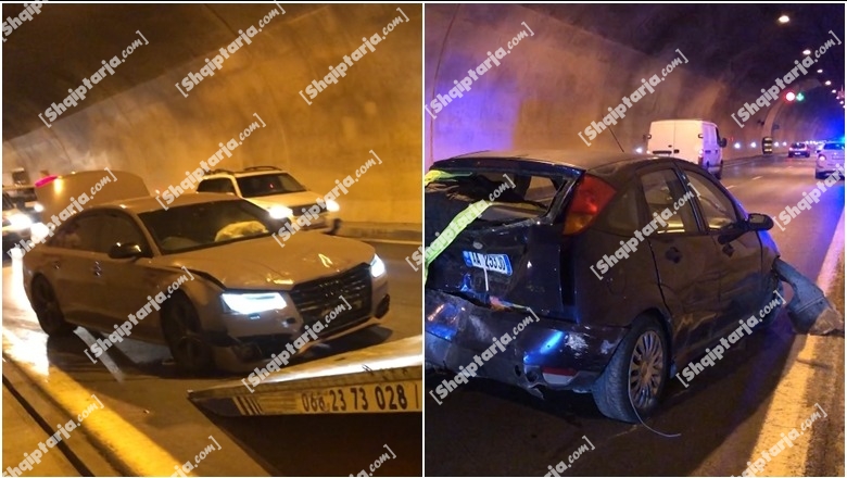 Aksident në tunelin Tiranë-Elbasan, 5 të lënduar, makinat kalojnë me një korsi, trafiku ende problematik 