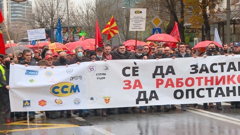 Protestë në Maqedoninë e Veriut për rritjen e pagave! Kreu i Lidhjes së Sindikatave: Kërkojmë pushim ditën e dielë