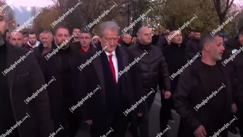 FOTO-LAJM/ Berisha i trembur nga mbështetësit e tij? Rrethohet nga 8 badigardë në protestën kundër Vuçiç e Ramës! Kryeson Erzen Breçani