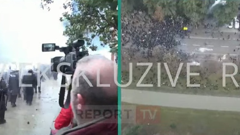 Policia i shpërndau me gaz lotsjellës, militantët e Berishës shtrihen në Lanë