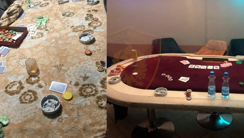 Tavolina plot me çipsa dhe paund, arrestohen 17 persona në Fier, shndërruan lokalin në kazino 