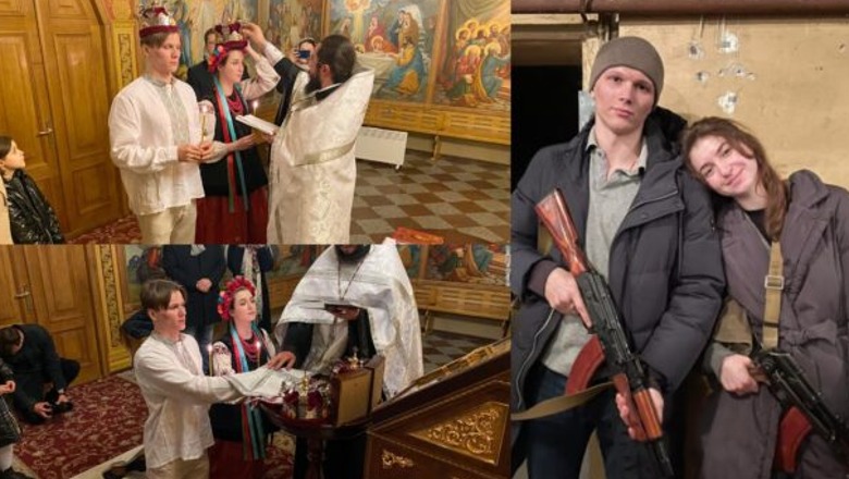 Martesë nën zhurmën e bombardimeve, çifti ukrainas kalon muajin e mjaltit duke mbrojtur atdheun! Nusja ‘hedh’ fustanin e bardhë dhe vesh uniformën ushtarake